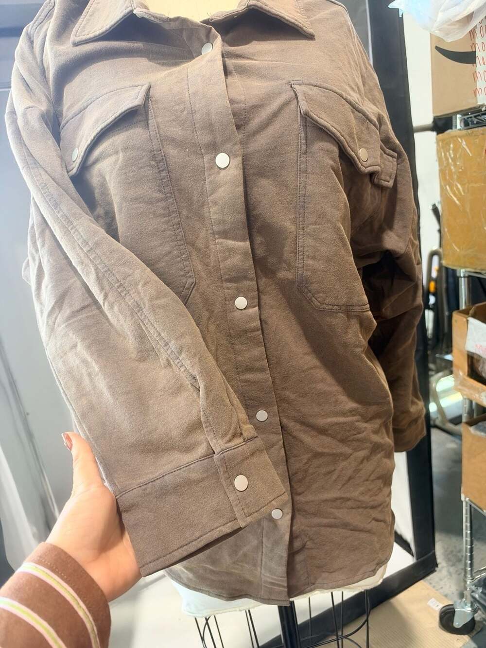 Western Snap Button Shirt Brown Size M